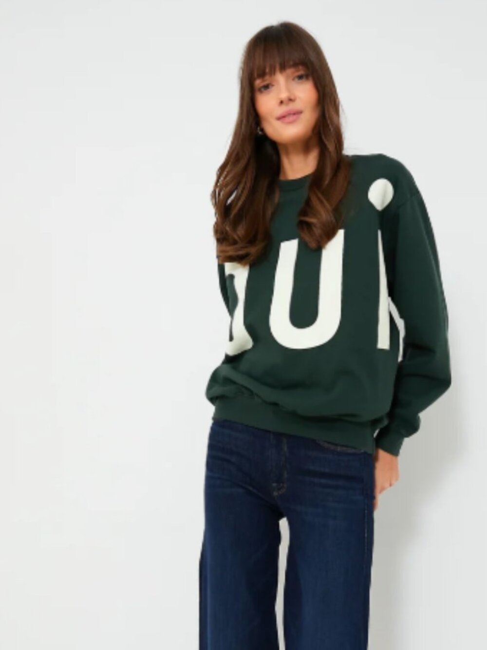 Clare V Oui Forest Green Sweatshirt Oversized Sweater Sz S